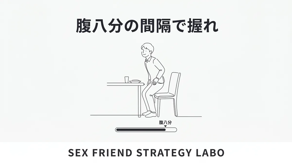 腹八分の間隔をルールで握るという総括を表すイラスト