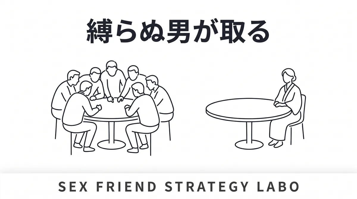 再婚を迫る男が多いバツイチの卓を縛らない男が静かに取れることを表すイラスト