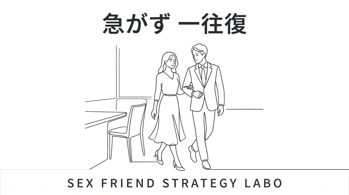 短い連絡を一往復ずつ運び静かな店を選ぶ段取りで急がない攻め方を表すイラスト