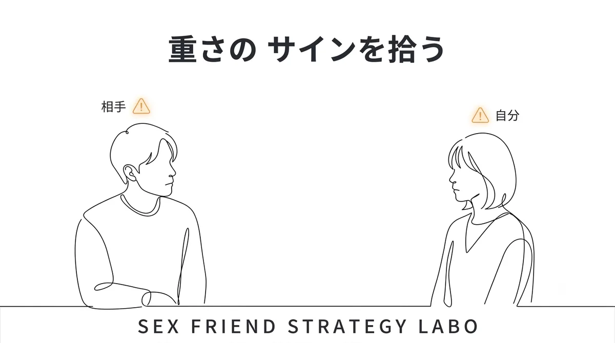 本命化のサインを相手と自分の両方で拾うことを表すイラスト