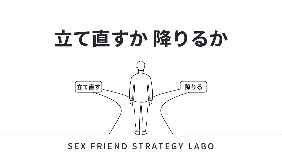 本命化しかけた関係を立て直すか降りるか選ぶことを表すイラスト
