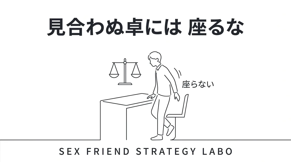 リスクが見合わない関係には踏み込まない誠実さの線引きを表すイラスト