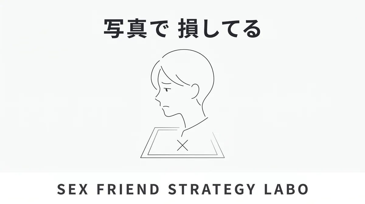写真とプロフが9割でマッチ率で失点していることを表すイラスト