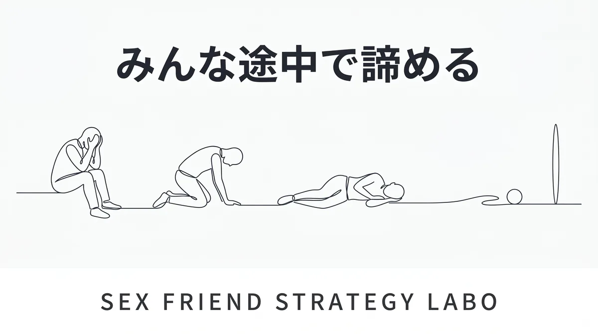 多くの人が確率の手前で脱落してしまう理由を表すイラスト