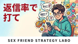 スマホのトーク画面でメッセージを打つ男性のコミカルなアイキャッチ