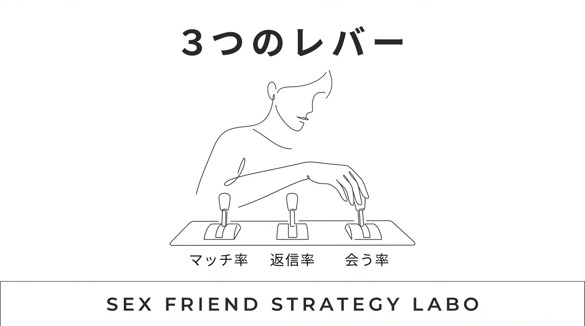 メッセージがマッチ率・返信率・会う率を動かすレバーであることを表すイラスト