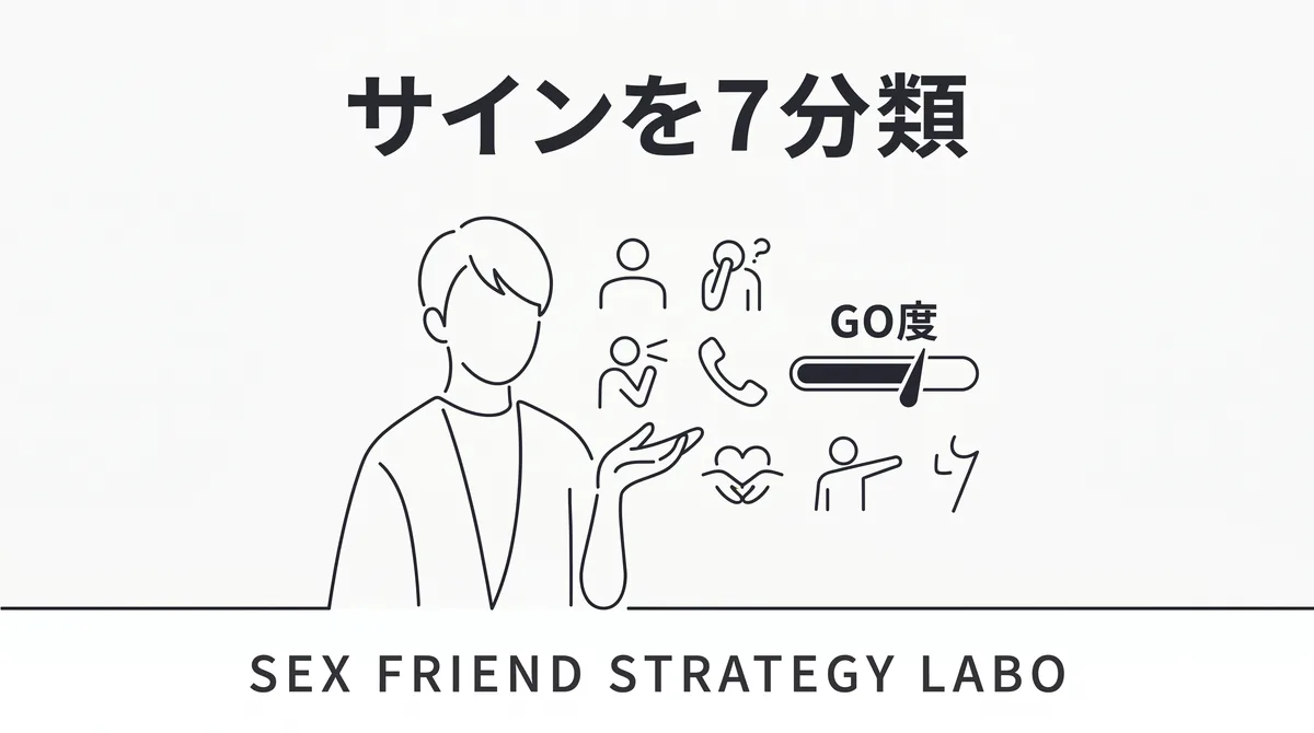 GO度で見る脈ありサインの7分類を表すイラスト