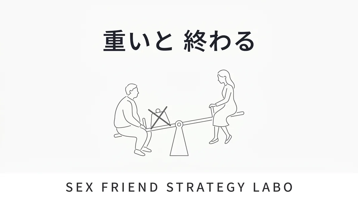 重さが関係を壊す最大のリスクで本命化を防ぐことを表すイラスト