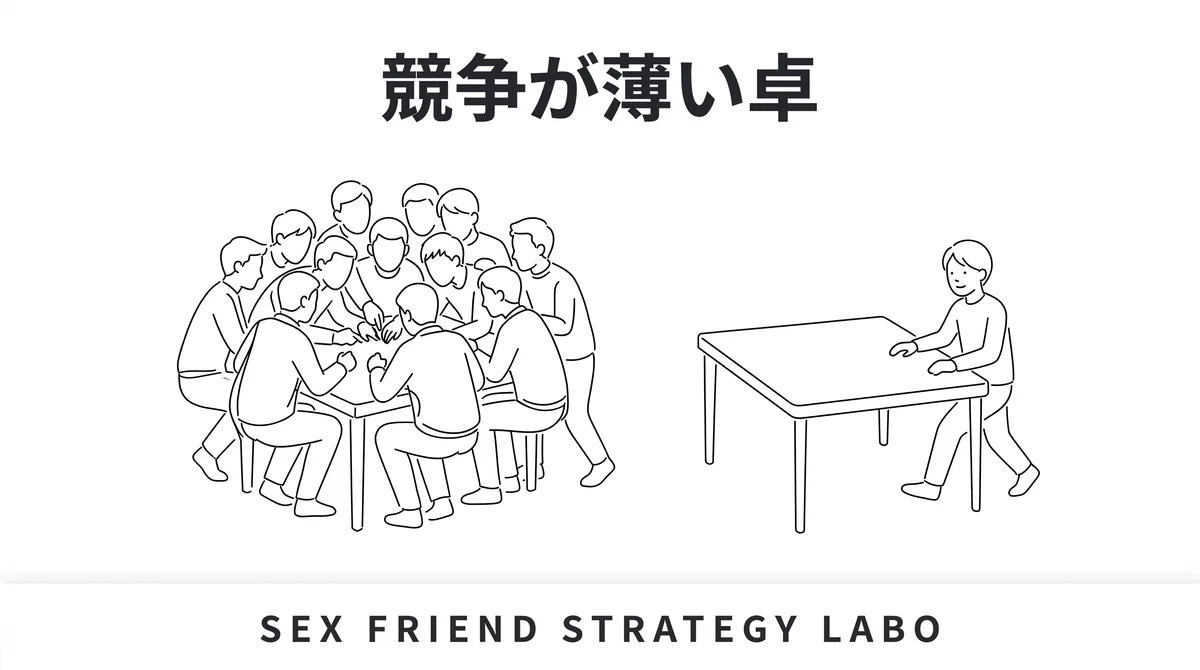 シングルマザーは攻める男が少なく競争が薄い時間がない卓であることを表すイラスト